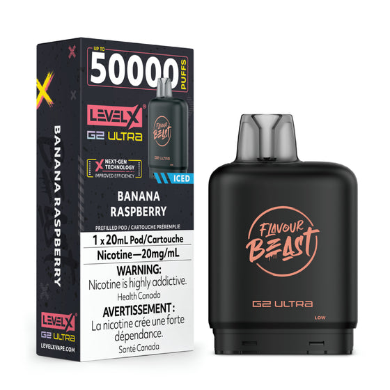 Banana Raspberry (Ice) by Level X Flavour Beast Ultra - Closed Pod System (50K Puff)