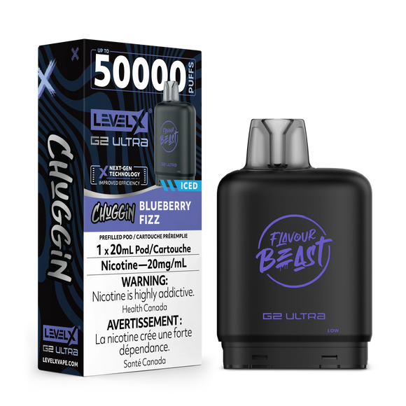 Chuggin Blueberry Fizz (Ice) by Level X Flavour Beast Ultra - Closed Pod System (50K Puff) 