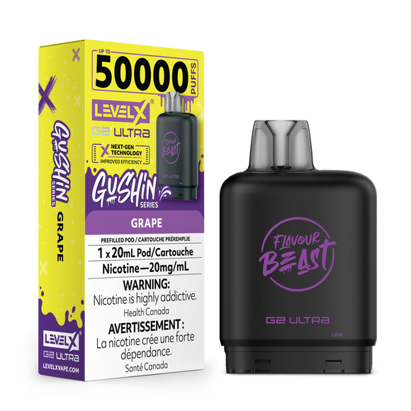 Gushin' Grape by Level X Flavour Beast Ultra - Closed Pod System (50K Puff) [ON]