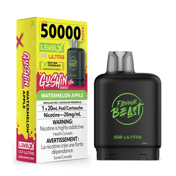 Gushin' Watermelon Apple by Level X Flavour Beast Ultra - Closed Pod System (50K Puff) [ON]