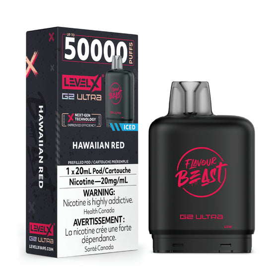 Hawaiian Red (Ice) by Level X Flavour Beast Ultra - Closed Pod System (50K Puff)