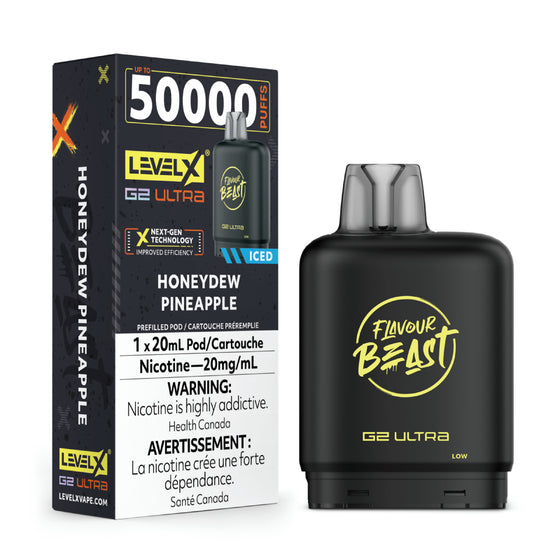 Honeydew Pineapple (Ice) by Level X Flavour Beast Ultra - Closed Pod System (50K Puff) 