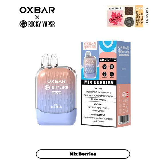 Mixed Berries by OXBAR x Rocky Vapor G8000 (8000 Puff) 18mL - Disposable Vape