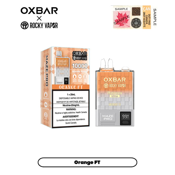 Orange FT by OXBAR x Rocky Vapor Maze Pro (10000 Puff) 20mL - Disposable Vape