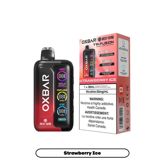 Strawberry Ice by OXBAR x Rocky Vapor Tri Fusion 30mL - Disposable Vape 