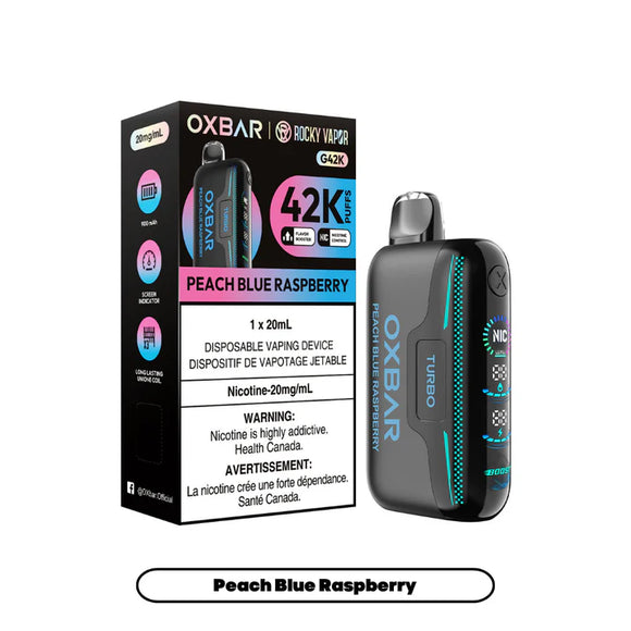 Peach Blue Raspberry by OXBAR x Rocky Vapor G42K (42000 Puff) 20mL - Disposable Vape [ON]