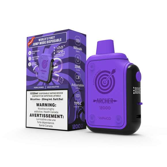 Purple Wings by Vapmod Archer (12000 Puff) 20mL - Disposable Vape