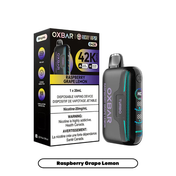 Raspberry Grape Lemon by OXBAR x Rocky Vapor G42K (42000 Puff) 20mL - Disposable Vape [ON]