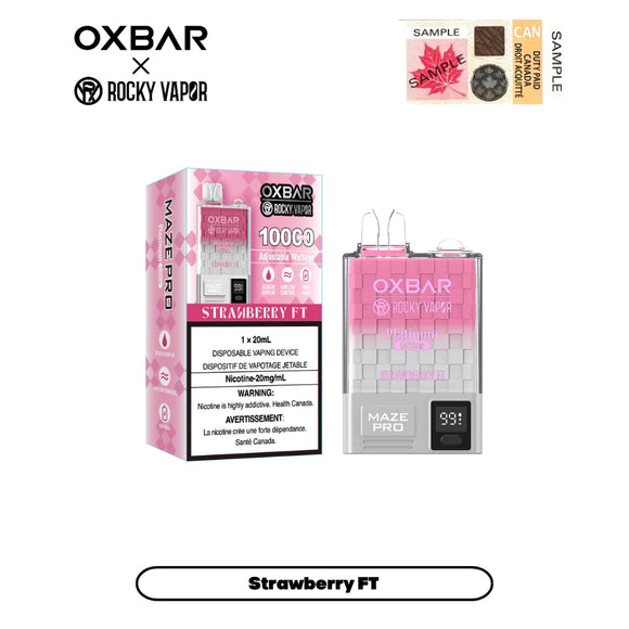 Strawberry FT by OXBAR x Rocky Vapor Maze Pro (10000 Puff) 20mL - Disposable Vape