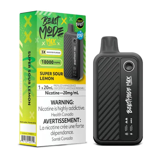 Super Sour Lemon by Flavour Beast Beast Mode Max 18000 Puff 20ml - Disposable Vape