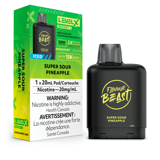 Super Sour Pineapple Iced by Level X Flavour Beast Boost - Closed Pod System (15K Puff)