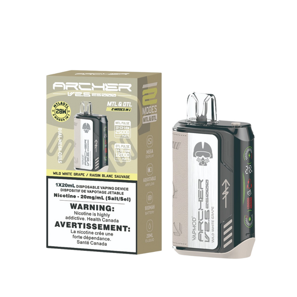 Wild White Grape by Vapmod Archer (25000 Puff) 20mL - Disposable Vape [ON]