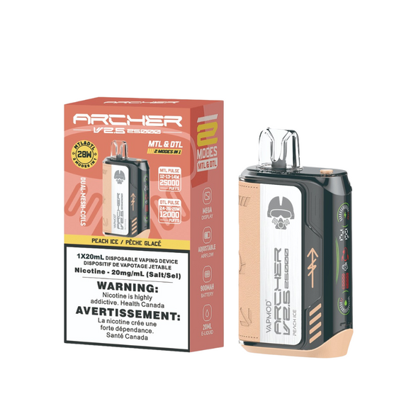 Peach Ice by Vapmod Archer (25000 Puff) 20mL - Disposable Vape [ON]