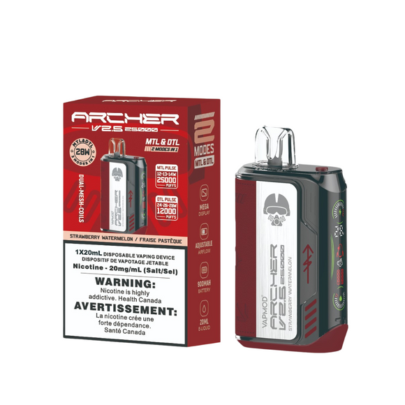 Strawberry Watermelon by Vapmod Archer (25000 Puff) 20mL - Disposable Vape [ON]