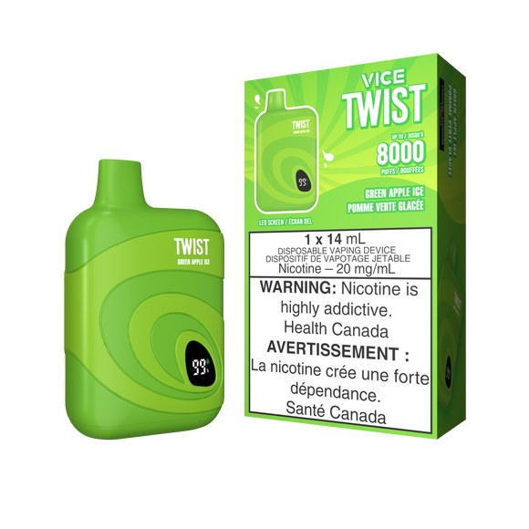 Green Apple Ice by Vice Twist 8000 Puff 14mL - Disposable Vape