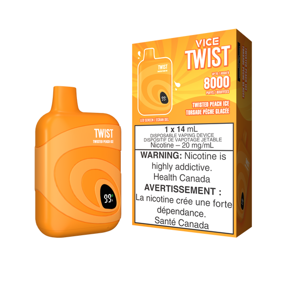 Twisted Peach Ice by Vice Twist 8000 Puff 14mL - Disposable Vape