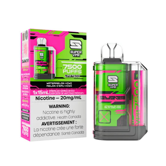 Watermelon Kiwi by Super VPR  7500 Puff 15ml Rechargeable- Disposable Vape