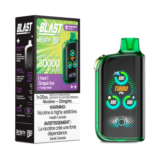 Grape Ice (Sour) by Envi Drip'n Fasta Blast 30K - Disposable Vape [ON]