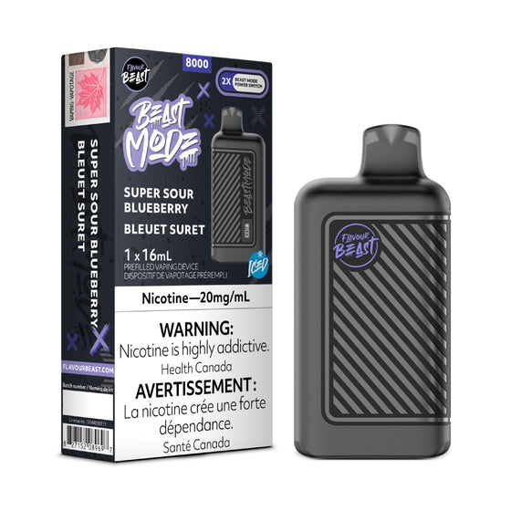 Super Sour Blueberry Iced by Flavour Beast Beast Mode 8000 Puff 16ml - Disposable Vape