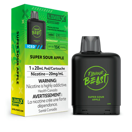 Super Sour Apple Iced by Level X Flavour Beast Boost - Closed Pod System (15K Puff) (Copy)