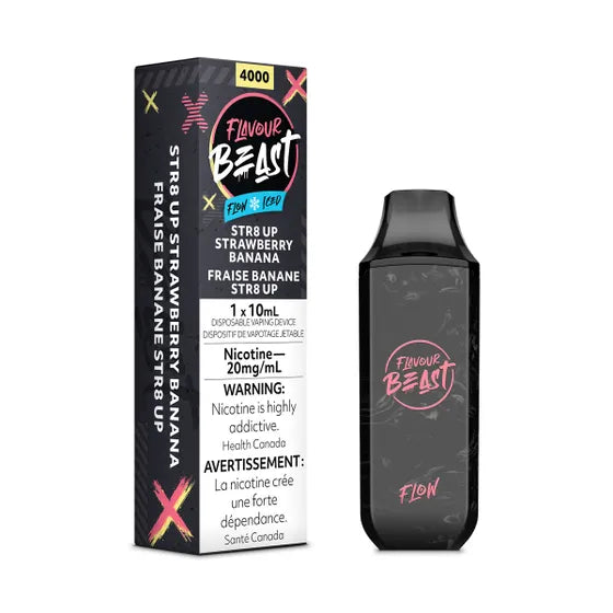 STR8 Up Strawberry Banana Iced by Flavour Beast Flow 4000 Puff 10ml - Disposable Vape