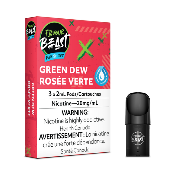 Gnarly Green D Iced (Green Dew) par Flavour Beast (Vape Pod compatible 'Stlth')