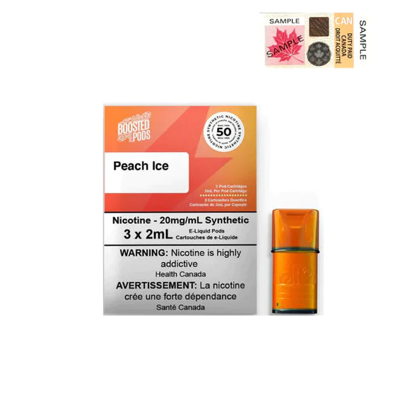 Frosty Peach Pop (Peach Ice) by Boosted Pods ('Stlth' Compatible) - Closed Vape Pod System