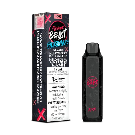 Savage Strawberry Watermelon Iced by Flavour Beast Fixx 3000 Puff 8ml - Disposable Vape