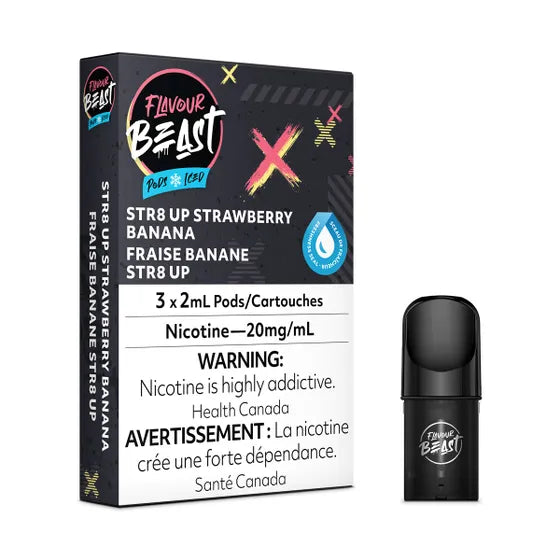 STR8 Up Strawberry Banana Iced by Flavour Beast ('Stlth' Compatible Vape Pod)