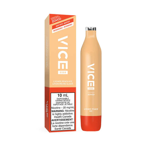 Lychee Peach Ice par Vice 5500 - Vape jetable